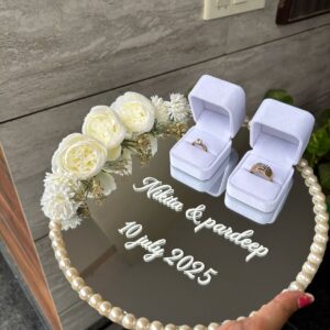 White floral engagement platter