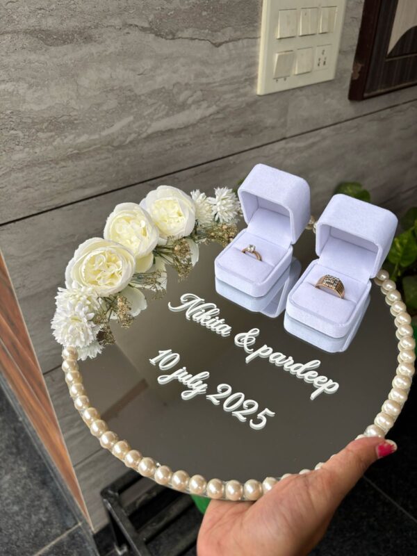 White floral engagement platter